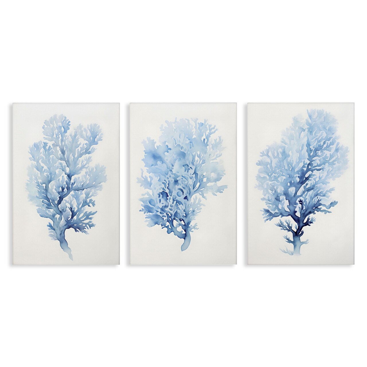 Stupell Industries Indigo Coral Watercolors 3pc Canvas Wall Art Set Design by Petal Prints Design